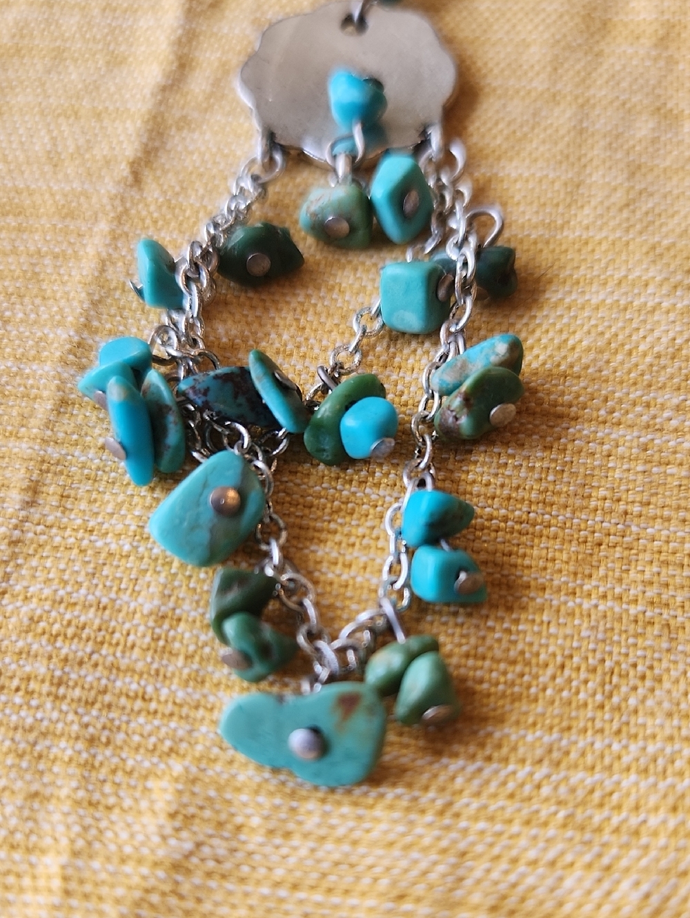 Lauren Ralph Lauren Turquoise Concho Medallion Dangle Earrings Southwestern Chip - Picture 4 of 6